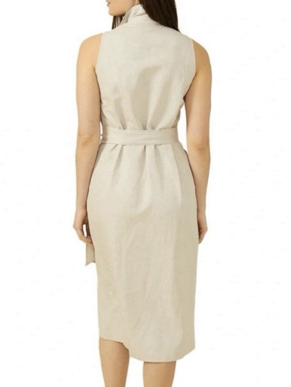 J. McLaughlin Wrap Midi Dress Linen Blend Sand Color Size Small NEW - Picture 2 of 7
